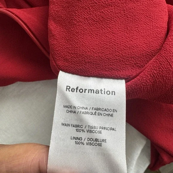 Reformations Dress Red Women 10 Butterfly Cherry Milkmaid Babydoll Maxi Romantic - Picture 9 of 13